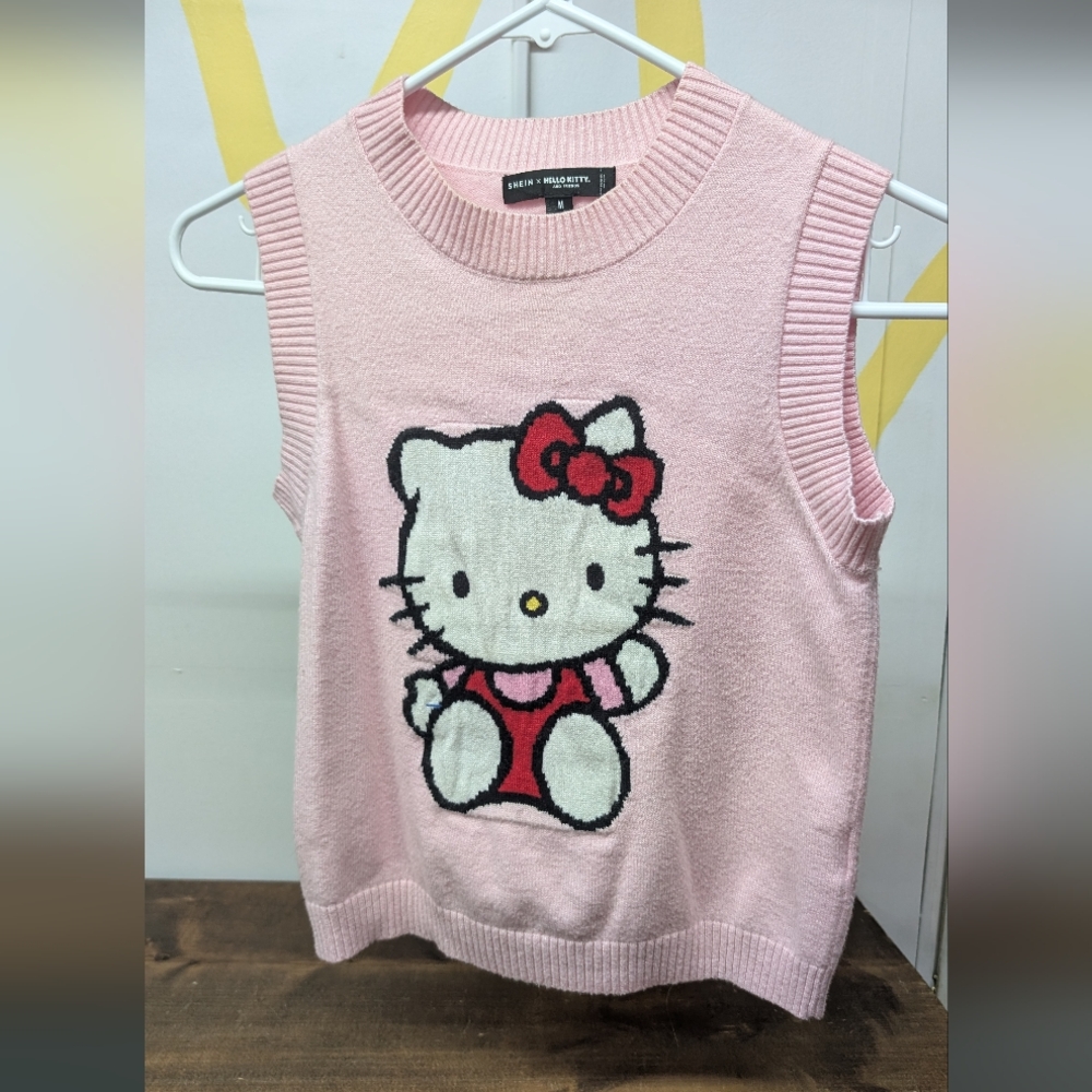 Hello Kitty Pink Knit Women's Sweater Vest Top